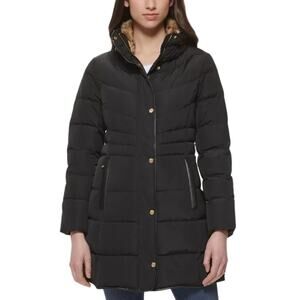 Cole Haan Signature Black Faux Fur Collar Down Puffer Jacket Large NWOT $315 MSP